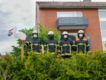 Der Storch wurde bei Lisa und Kevin aufgestellt. &copy; FF �jendorf